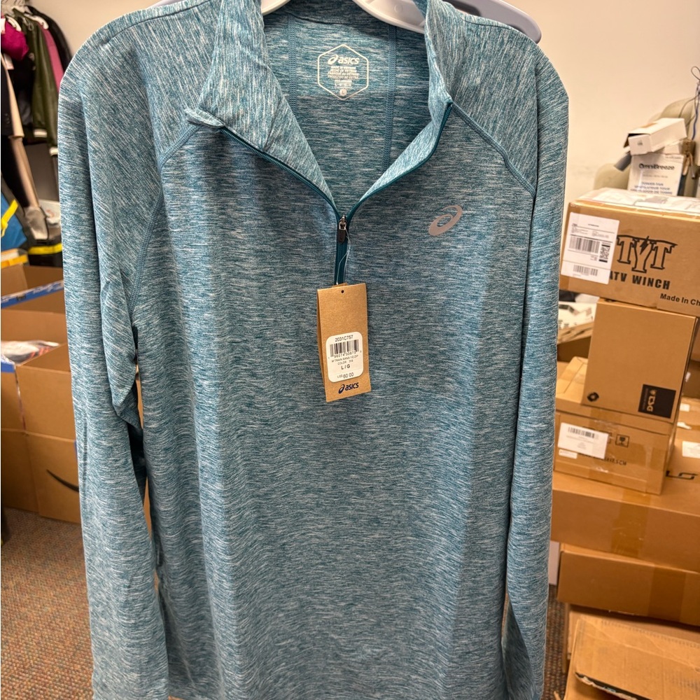 Asics Teal Heather Quarter-Zip Top